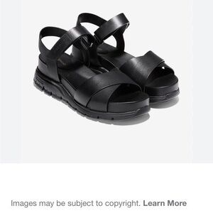 Cole Haan Zerogrand Criss-Cross leather platform black casual sandals 9B